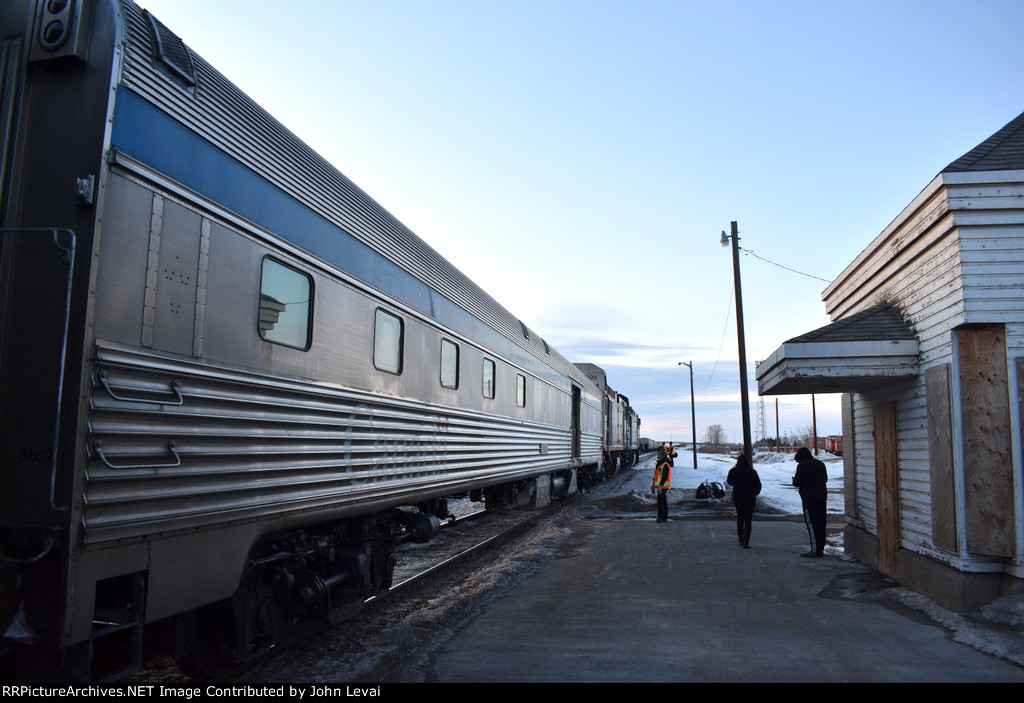 Looking west from Wainwright Station with VIA Rail Train # 1 dwelling 